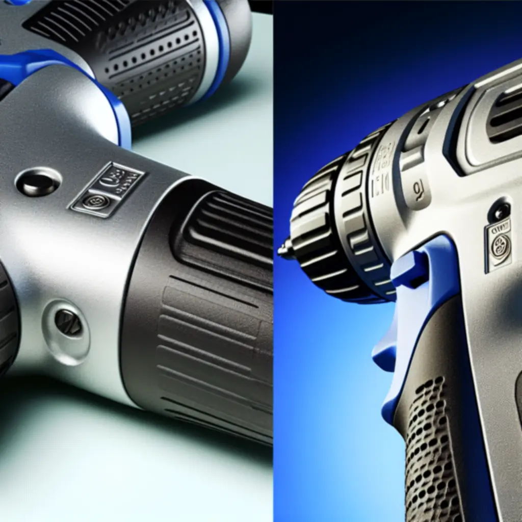 Zbliżenie na detale obudowy i uchwytu profesjonalnego elektronarzędzia Toolvexar.